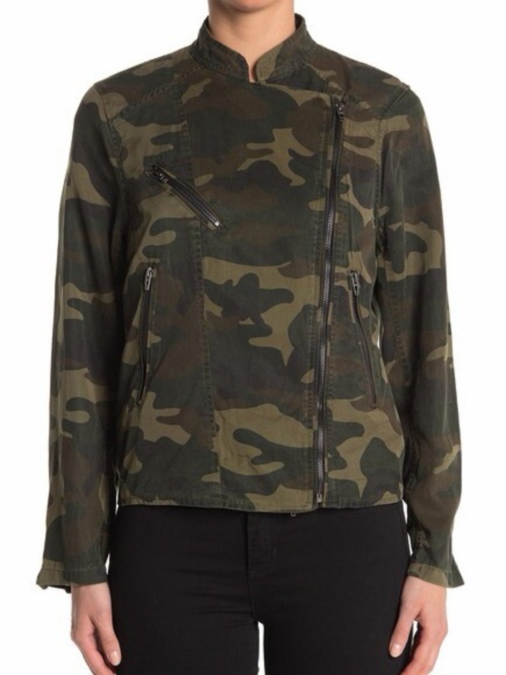 Blank NYC Women's Green Camo Asymmetric Zip Utility Jacket